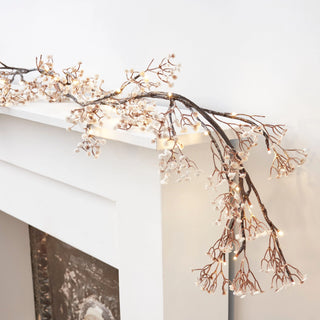 72" Battery Operated Lighted Gypsophia and Twig Garland