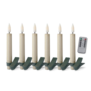Set of 6.5" Gold Glittered LED Tree Clip Candles with Timer & Rem