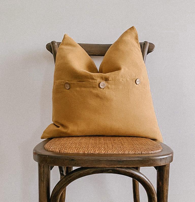 20" French Linen Pillow Cover - Mustard