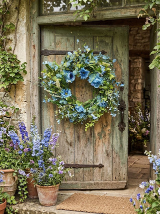 28" Blue Floral Wreath