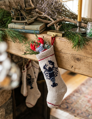 Knitted Lobster Christmas Stocking