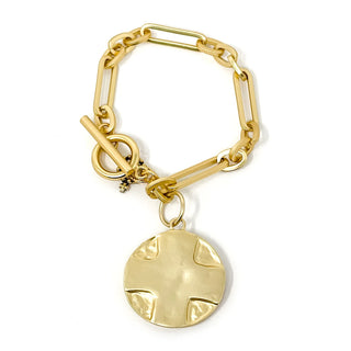 Paperclip Toggle Bracelet with Gold Lord's Prayer