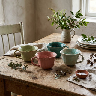 Glazed Lotus Petal Mugs - Choose Color