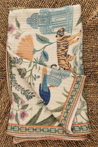 Double Weave Lotus Jungle Throw Blanket