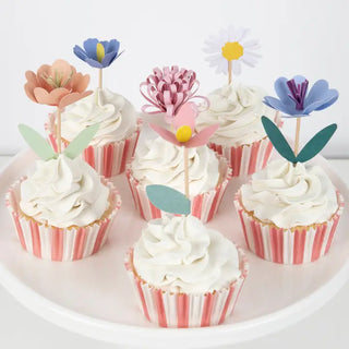 Flower Garden Cupcake Topper Set - 12 Toppers