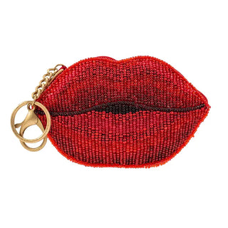 Mary Frances Xoxo Beaded Lips Coin Purse Key Fob