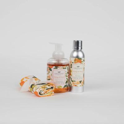 Orange & Honey Foaming Hand Soap, Room Spray, and Tea Towel Gift Set