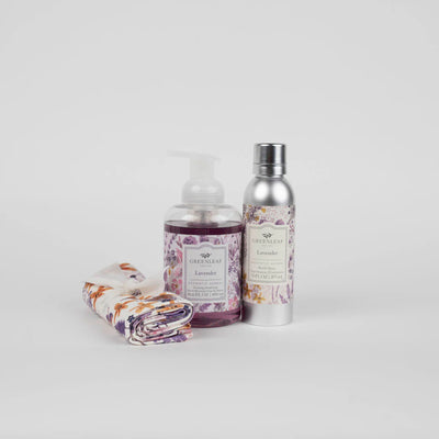 Lavender Foaming Hand Soap, Room Spray, and Tea Towel Gift Set