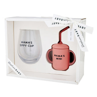 Mamma and Mini Wine Glass and Sippy Cup Set