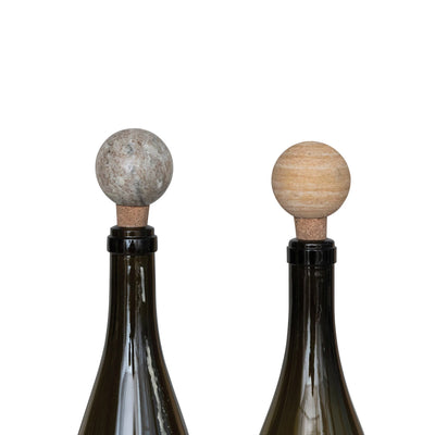 Set of 2 Marble and Cork Bottle Stoppers