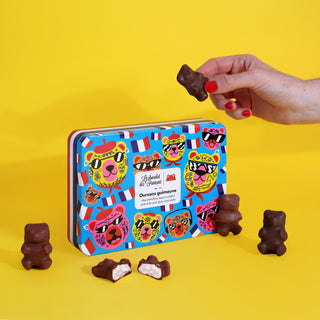 Le Chocolat des Francais - Tin of Chocolate Covered Marshmallow Bears