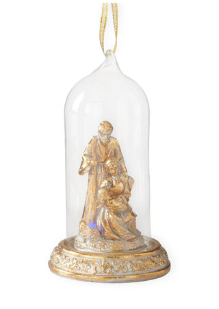 LED Gold Nativity Cloche Ornament - Choose Style