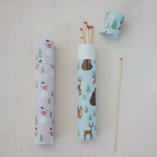Holiday Safety Fireplace Matches in Decorative Tube - Choose Your Style