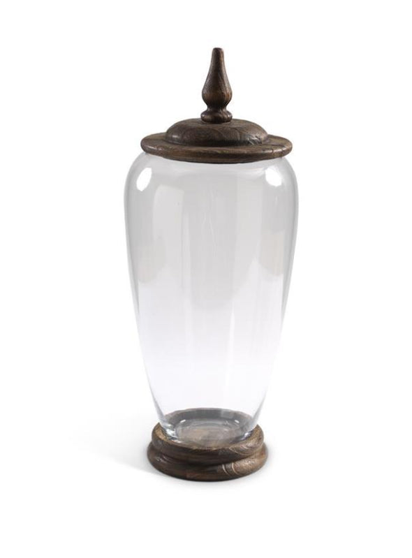 Glass Jar with Wood Base and Lid - Choose Size