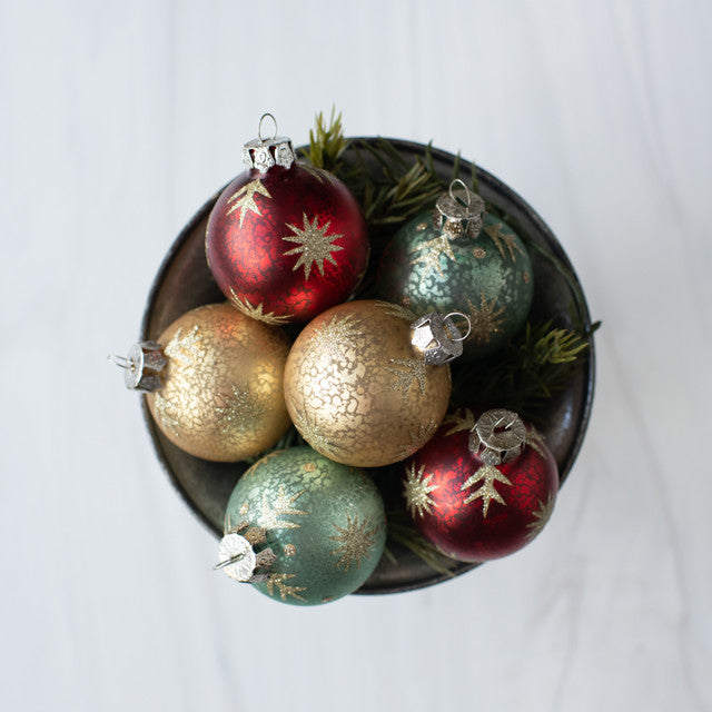 Set of 6 Mercury Glass Ornaments