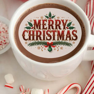 Edible Merry Christmas Drink Toppers - Package of 12