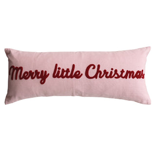 Cotton Slub Lumbar Pillow with Tufted Merry Little Christmas
