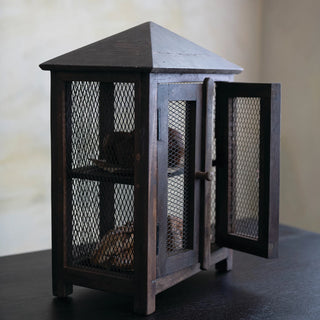 Wood Cabinet with Metal Mesh Doors
