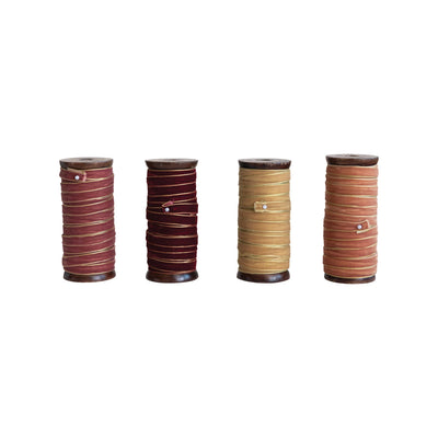 10 Yards Wooden Spool with Velvet Ribbon with Gold Edge - Choose From 4 Colors