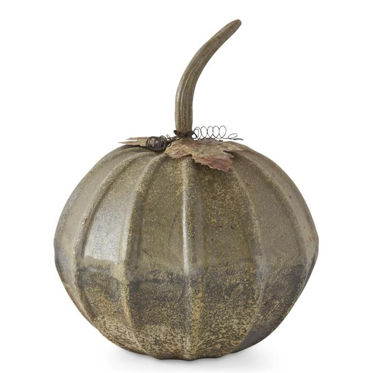 9.75" Gray Distressed Metal Pumpkin