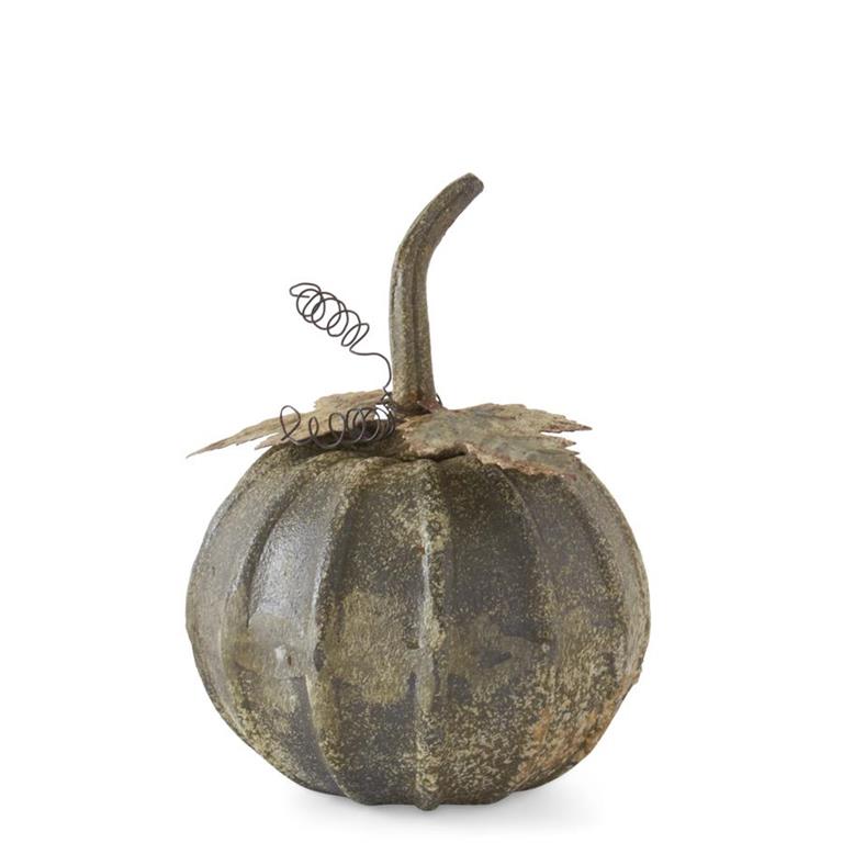 7" Gray Distressed Metal Pumpkin