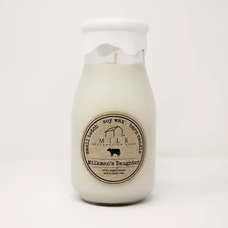 Milk Bottle Candle - Milkman's Daugher -Milk, Sugar, Spice, Touch of Rum