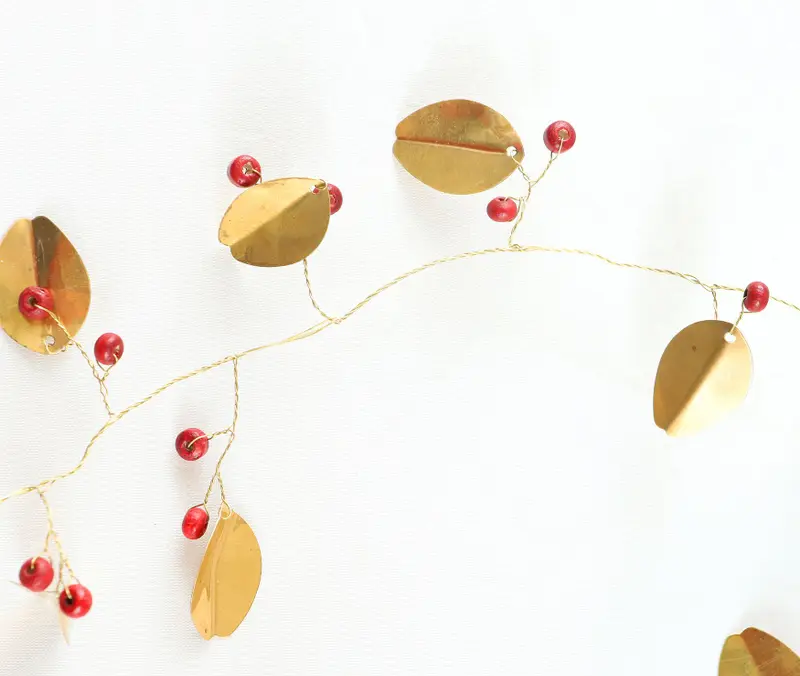 72" Gold Leaf and Berry Bead Garland