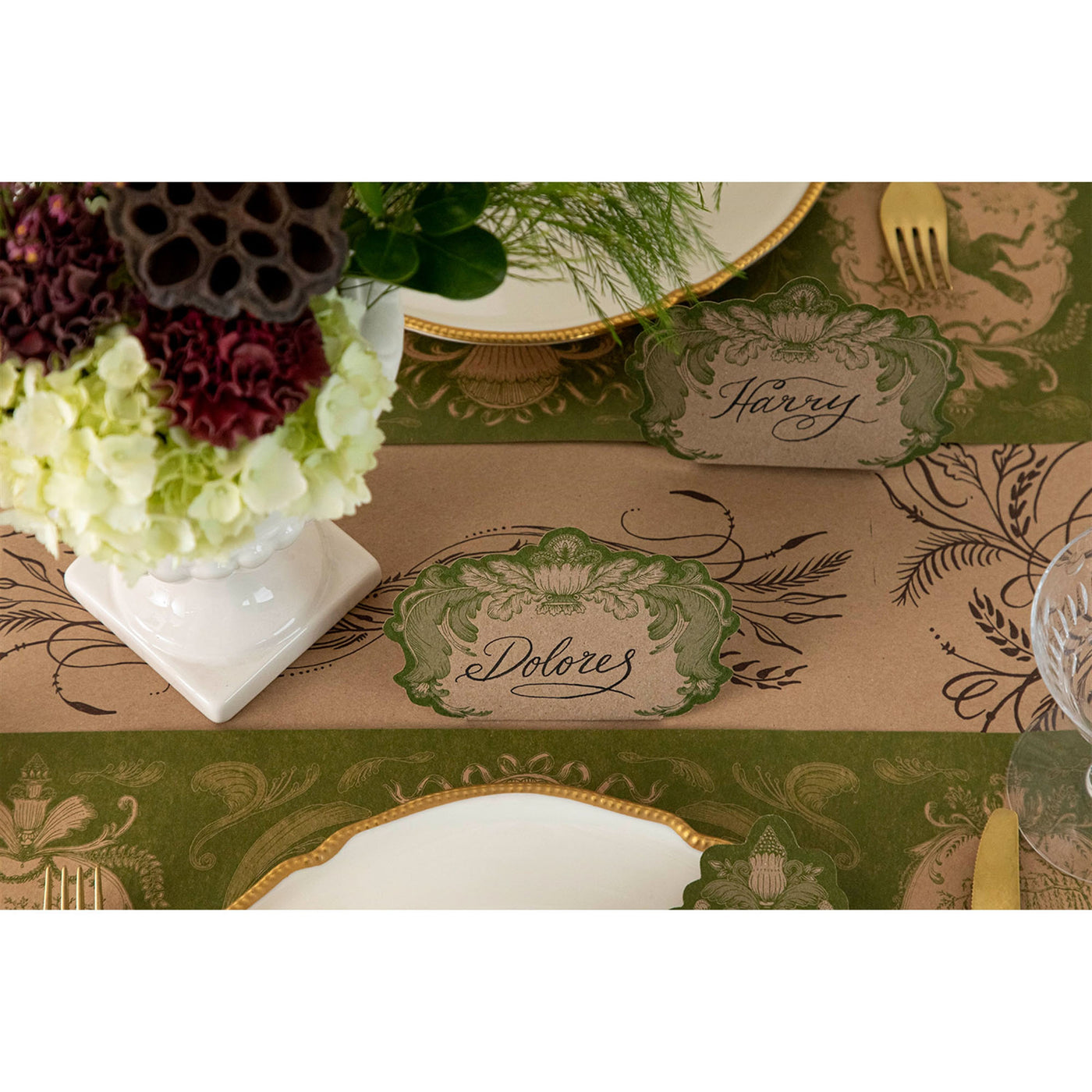 Moss Fable Toile Place Cards