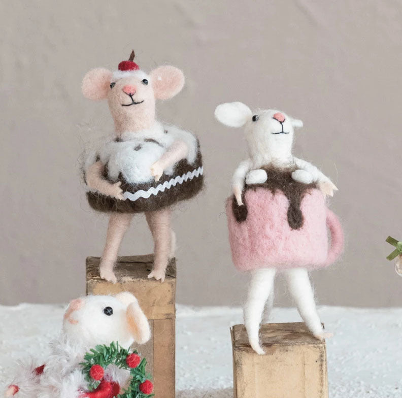 Felt Piece of Cake Mouse Ornament