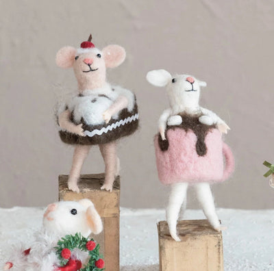 Felt Piece of Cake Mouse Ornament