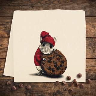 Christmas Mouse with Cookie Flour Sack Tea Towel
