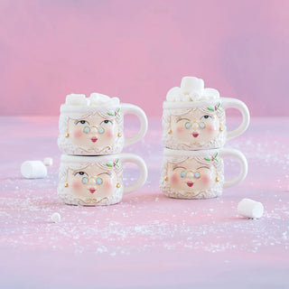 Glitterville Mrs. Papa Noel Mug, White – Choose Style