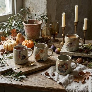 Hand-Painted Autumn Stoneware Mug - Choose Style
