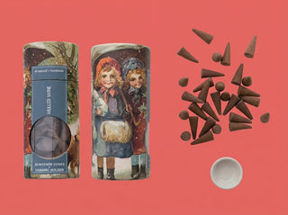 30 Piece All Natural Mulled Wine Scented Incense Cones with Incense Holder