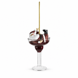 Glass Cocktail Ornament with Tipsy Santa - Choose Color