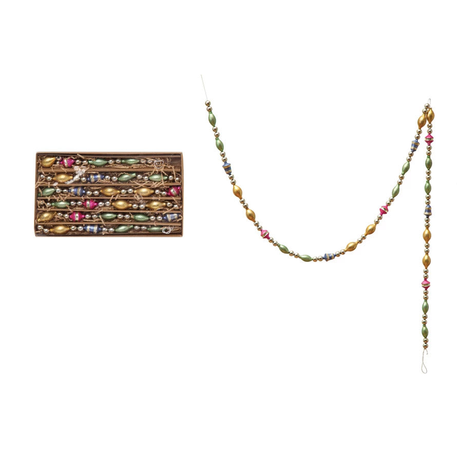 72" Vintage Style Multi Color Glass Garland