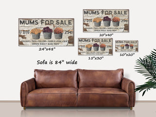 Mums For Sale Canvas Wall Art - Choose Size