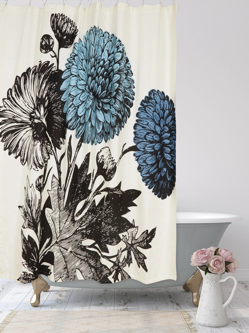 72" Mums Cotton Shower Curtain