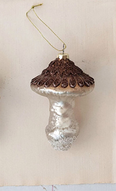 Hand Painted Mercury Glass Mushroom Ornament - Choose Style