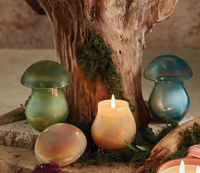 Light Green Woodland Mushroom Candle - Pistachio Macaron Scent