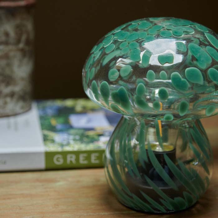 LED Glass Mushroom Light - Green Marble - More Coming