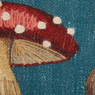 28" Lumbar Pillow with Printed Mushrooms & Embroidery - More coming soon