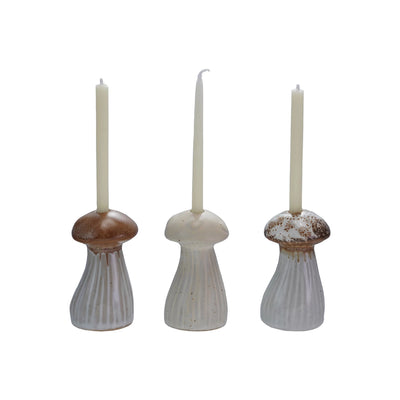 Mushroom Shaped 1/4 Candle Taper Holder - Choose Color