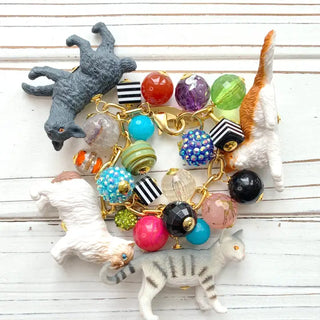Lenora Dame Must Love Cats Charm Bracelet - Colorful Beads