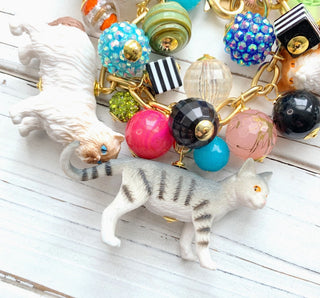 Lenora Dame Must Love Cats Charm Bracelet - Colorful Beads