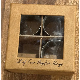 Set of Four Galvanized & Gold Napkin Rings