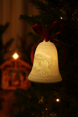 Luumii Lights Porcelain Bell Ornament - Nativity Scene