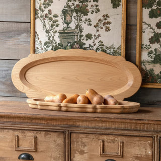 Set of 2 Oblong Wooden Serving Platters