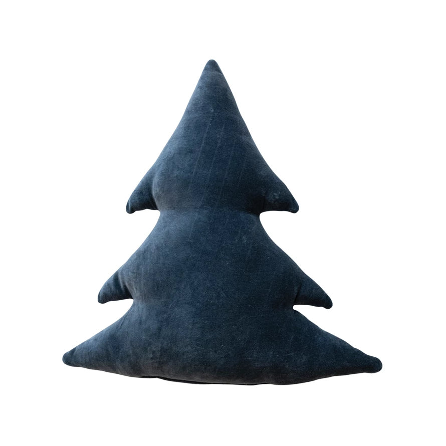 18" Navy Blue Velvet Tree Shaped Pillow