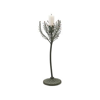 Painted Metal Pine Sprig Taper Holder